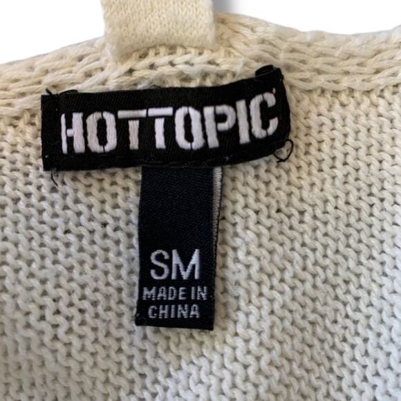 Hot Topic Life Is Music Sweater Cream Black Crisscross Open Back Size Small - Picture 5 of 8